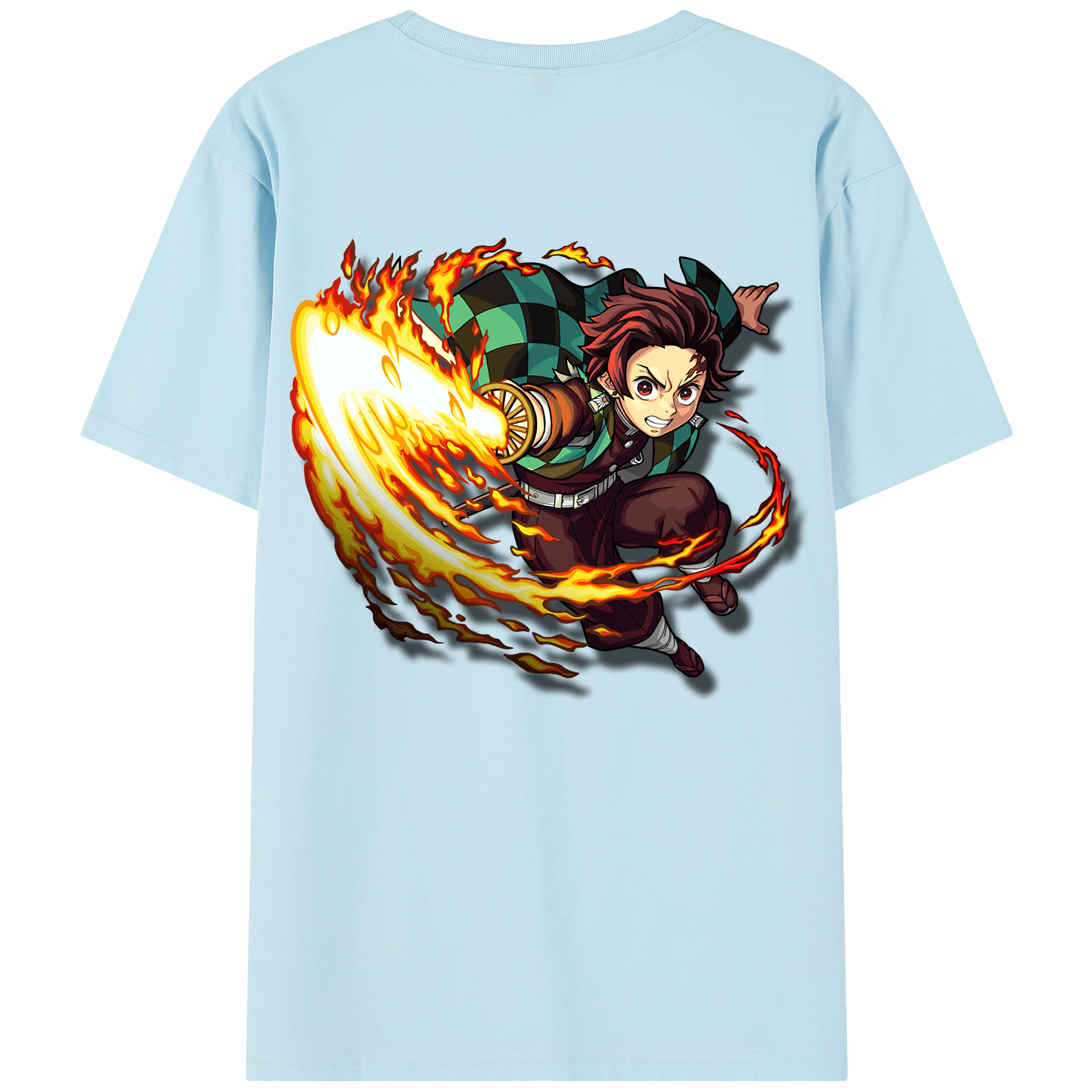 （画像用） 鬼滅の刃 竈門 炭治郎／かまど たんじろう Kamado Tanjirou 綿100％半袖Tシャツ（背面プリント）